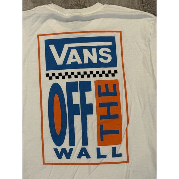 Vans Shirt Mens Medium White Blue Off The Wall Classic Fit Skate Graphic Tee - Picture 6 of 6